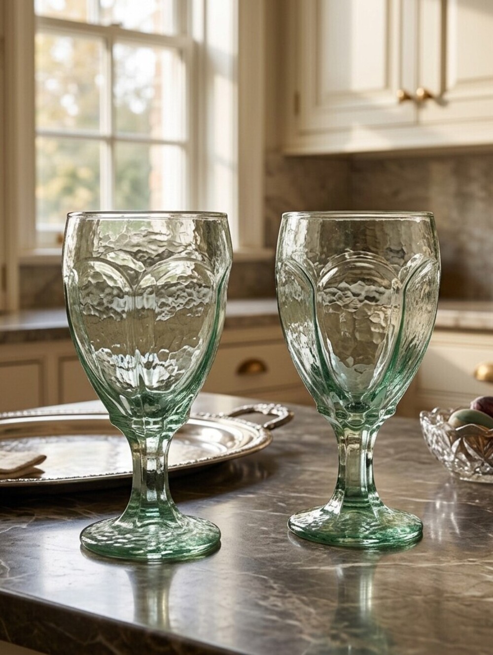 Vintage Set Libbey Chivalry Green Goblets 6.5" | Retro Serveware
